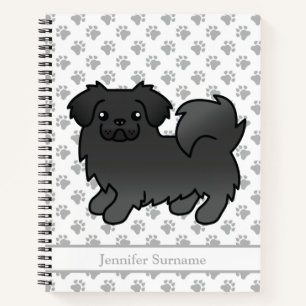 Schwarzer Tibet-Spaniel Süßer Cartoon-Hund & Text Notizblock