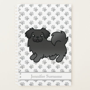 Schwarzer Tibet-Spaniel Süßer Cartoon-Hund & Text Planer