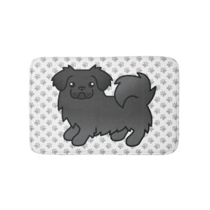 Schwarzer Tibetanischer Spaniel Süßer Cartoon-Hund Badematte