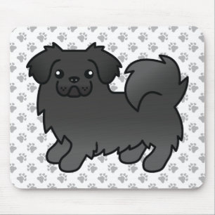 Schwarzer Tibetanischer Spaniel Süßer Cartoon-Hund Mousepad