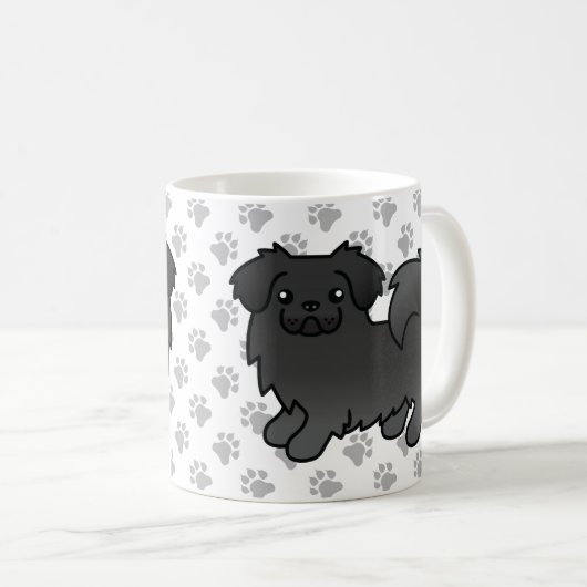 Schwarzer tibetischer Spanier Niedlicher Cartoon D Kaffeetasse (VorderseiteRechts)