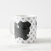 Schwarzer tibetischer Spanier Niedlicher Cartoon D Kaffeetasse (Vorderseite Links)