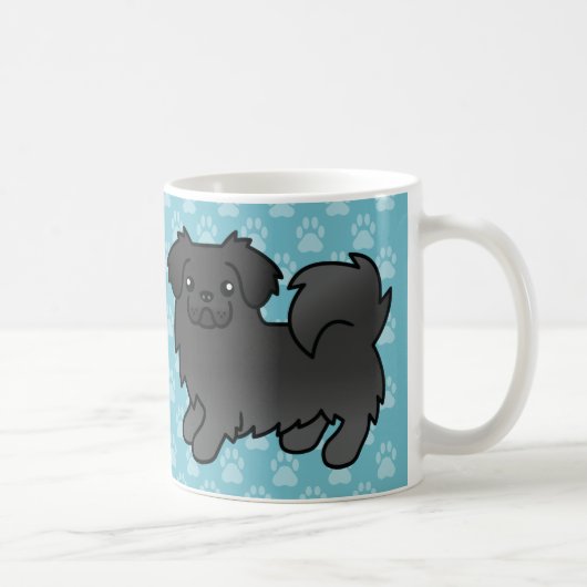 Schwarzer tibetischer Spanischer Cartoon Dog Kaffeetasse (Rechts)