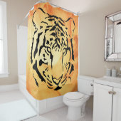 Schwarzer Tiger auf fiery Orange Duschvorhang (Beispiel)