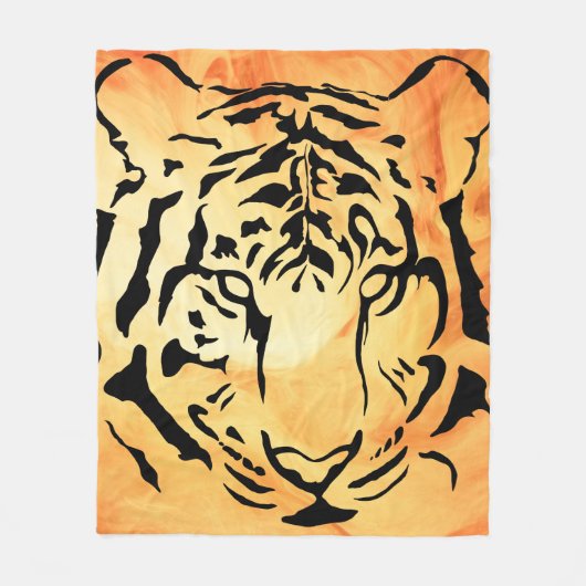 Schwarzer Tiger auf fiery Orange Fleecedecke (Vorderseite)
