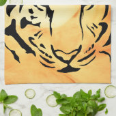 Schwarzer Tiger auf fiery Orange Geschirrtuch (Gefaltet)