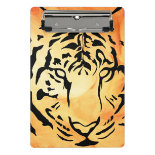 Schwarzer Tiger auf fiery Orange Mini Klemmbrett