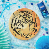 Schwarzer Tiger auf fiery Orange Pappteller (Party)