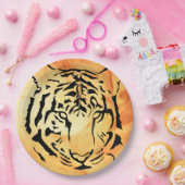 Schwarzer Tiger auf fiery Orange Pappteller (Party)