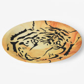 Schwarzer Tiger auf fiery Orange Pappteller (Schrägansicht)