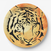 Schwarzer Tiger auf fiery Orange Pappteller (Vorderseite)