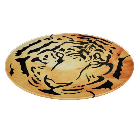 Schwarzer Tiger auf fiery Orange Schneidebrett (Ecke)