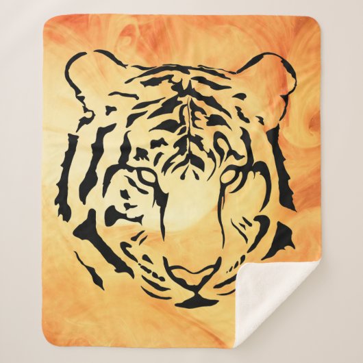 Schwarzer Tiger auf fiery Orange Sherpadecke (Vorderseite)