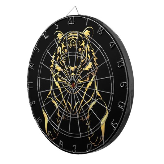 Schwarzer Tiger mit goldenen Streifen Dartscheibe (Vorderseite rechts)
