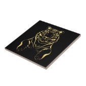Schwarzer Tiger mit goldenen Streifen Fliese (Seite)