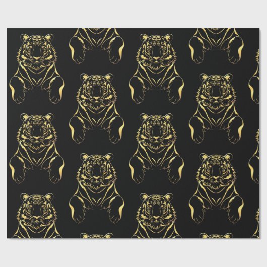 Schwarzer Tiger mit goldenen Streifen Geschenkpapier (Flach)