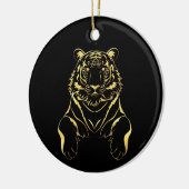 Schwarzer Tiger mit goldenen Streifen Keramik Ornament (Links)