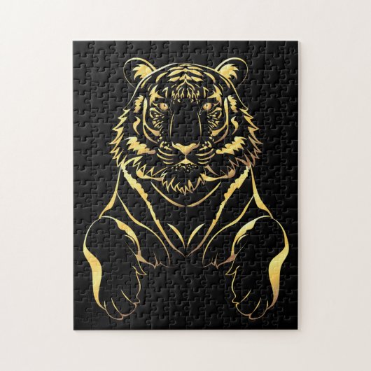 Schwarzer Tiger mit goldenen Streifen Puzzle (Vertikal)