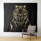 Schwarzer Tiger mit goldenen Streifen Wandteppich (Beispiel (Horizontal))