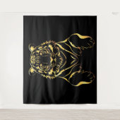 Schwarzer Tiger mit goldenen Streifen Wandteppich (Vorderseite)