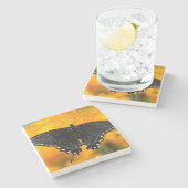 Schwarzer Tiger Steinuntersetzer (Seitenansicht)