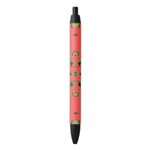 Schwarzer Tinte Pen Weihnachtsdesign Grün Weiß Kugelschreiber