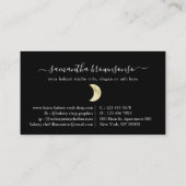 Schwarzer Tiny Watercolor Gold Moon Visitenkarte (Rückseite)