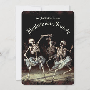 Schwarzer Tod Tanzende Skelette Halloween Einladung