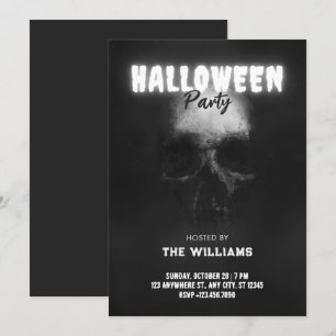 Schwarzer Totenkopf Halloween Einladung