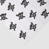 Schwarzer Totenkopf mit gekreuzter Knochen auf Seidenpapier (Ausschnitt)