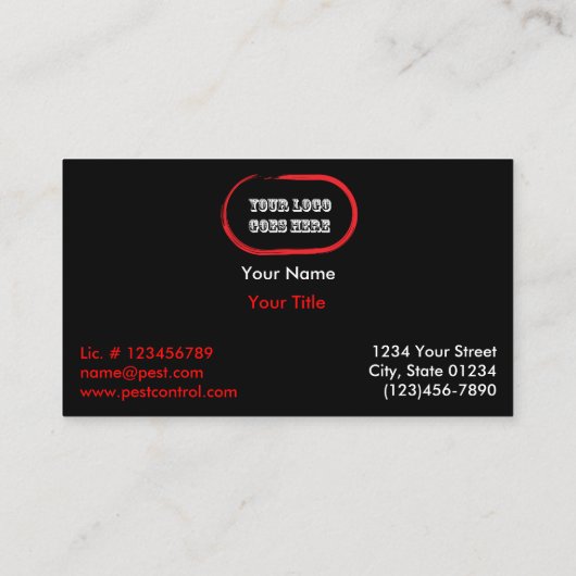 Schwarzer toter Hinterwelle-Plage-Service 2 mit Visitenkarte (Rückseite)