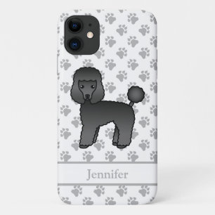Schwarzer Toy Poodle Süßer Cartoon-Hund & Name Case-Mate iPhone Hülle