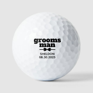Schwarzer Trauzeuge Typografie Bow Krawatte Golfball
