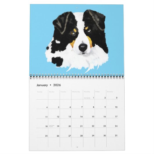 Schwarzer Tri australischer Kalender (Jan 2026)