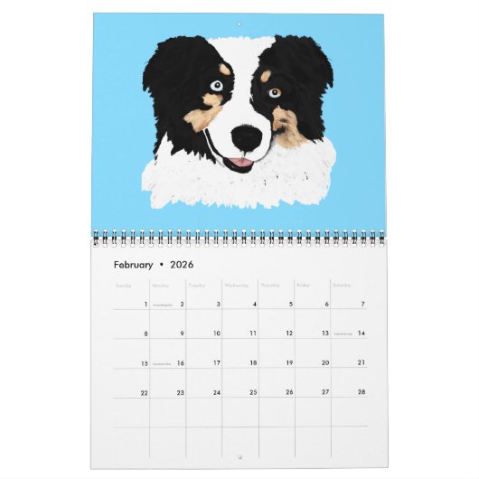 Schwarzer Tri australischer Kalender (Feb 2026)