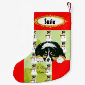 Schwarzer Tri Strumpf des Welpen-w/Snowman Kleiner Weihnachtsstrumpf (Rückseite)