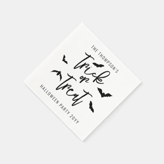 Schwarzer Trick oder behandeln Skript mit Fledermä Serviette (Ecke)