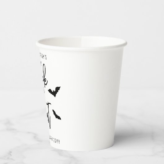 Schwarzer Trick oder Behandlung Typografie Flederm Pappbecher (Links)