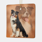 Schwarzer tricolor australischer Schäfer - Keramikornament (Links)