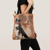 Schwarzer tricolor australischer Schäfer - Tasche (Von Nahem)