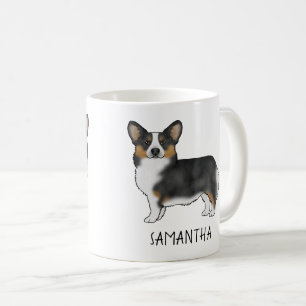 Schwarzer Tricolor Pembroke Welsh Corgi Eigenname Kaffeetasse