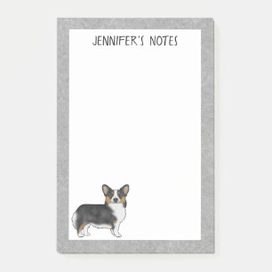 Schwarzer Tricolor Pembroke Welsh Corgi Hund und T Post-it Klebezettel