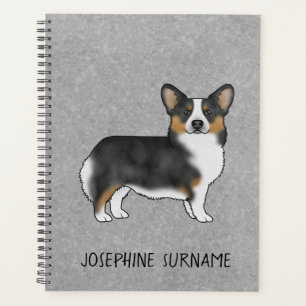 Schwarzer Tricolor Pembroke Welsh Corgi mit Ihrem  Planer