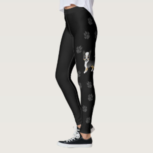 Schwarzer Tricolor-Weichcoat Chihuahua Hund und Pa Leggings