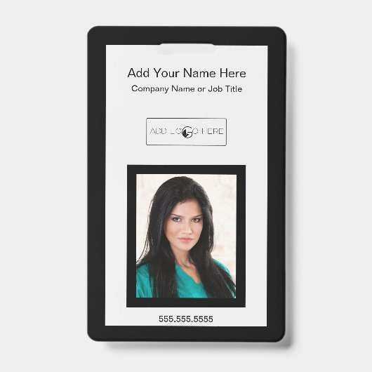 Schwarzer Trimm mit Logo-Identifizierungszeichen Ausweis (Vorderseite)