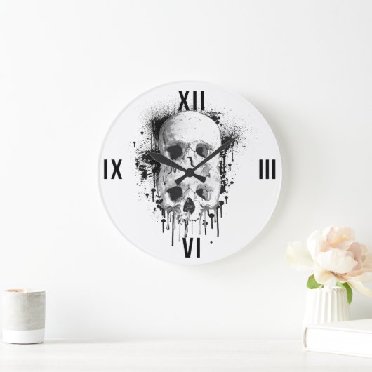 Schwarzer Tropfen-Spritzer-Grafik Große Wanduhr (Zuhause)