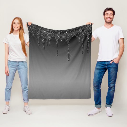 Schwarzer tropfender Glitter Fleecedecke (Beispiel)