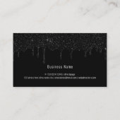 Schwarzer Tropfer Glitzer minimalistisch modern un Visitenkarte (Rückseite)