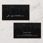 Schwarzer Tropfer Glitzer minimalistisch modern un Visitenkarte (Vorne/Hinten)