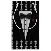 Schwarzer Tuxedo mit Bogen-Krawatte Kleine Geschenktüte (Rückseite)
